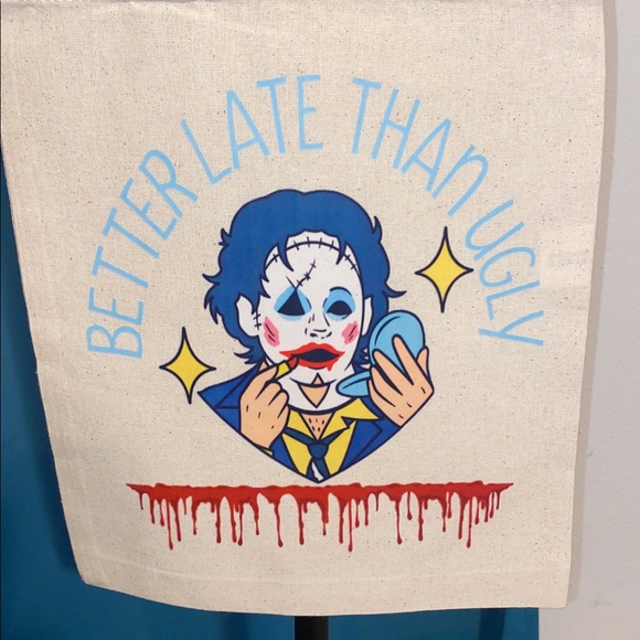 NEW!!  BETTER LATE THAN UGLY- MINI TOTE BAG- LEATHERFACE - Picture 4 of 5